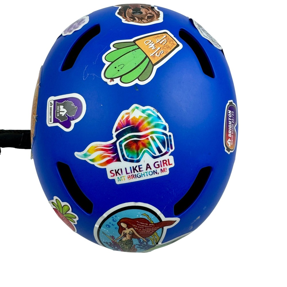Giro Crue Kids Snow Helmet Matte Blue Youth Size S 52-55.5cm Custom Stickers - Picture 6 of 7